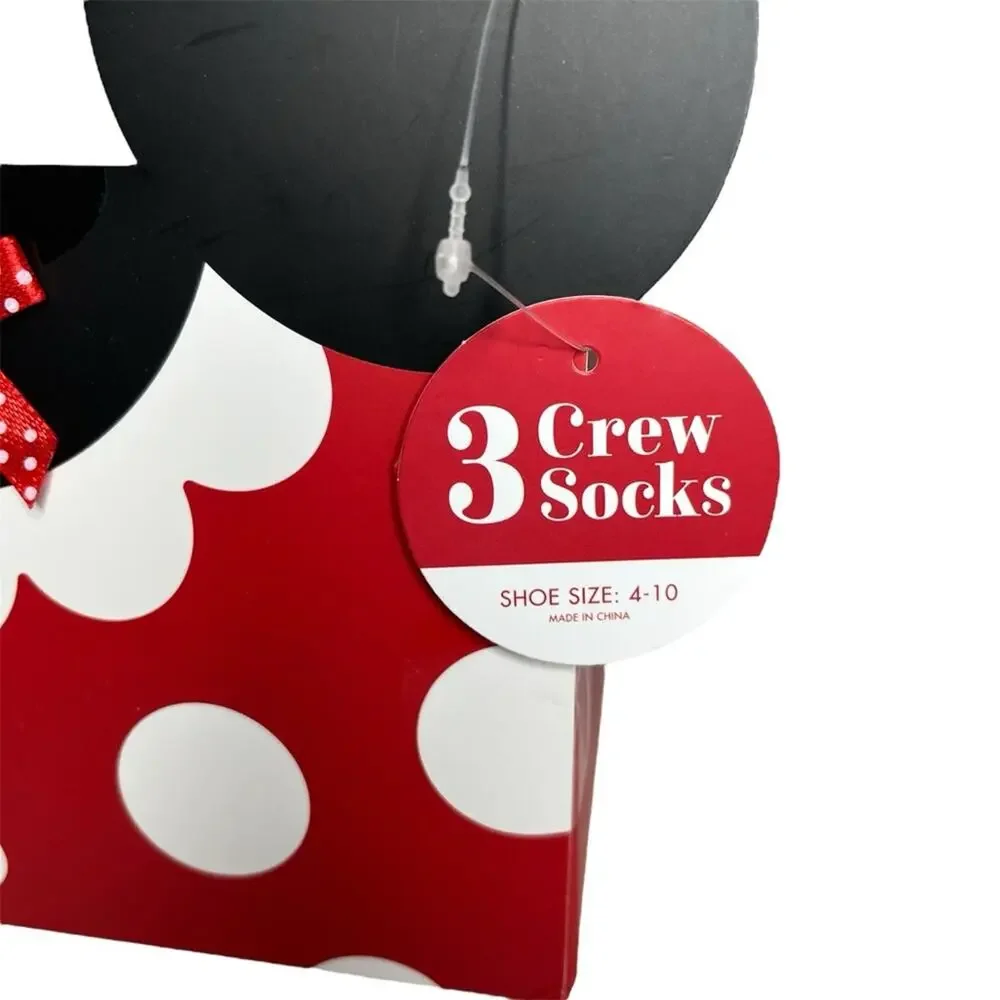 Disney Minnie Mouse Polka Dot 3 Crew Socks Gift Set
